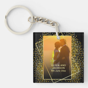 Stylish Happy Valentine's Gold Glitter Keychain