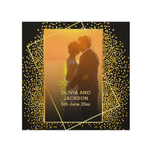 Stylish Happy Valentine's Gold Glitter   Wood Wall Art