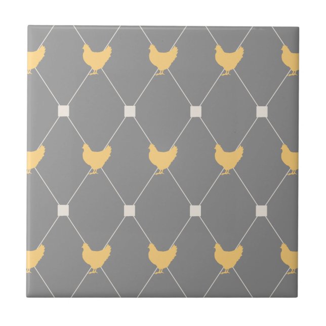 Stylish Harlequin Chicken Pattern Ceramic Tile (Front)