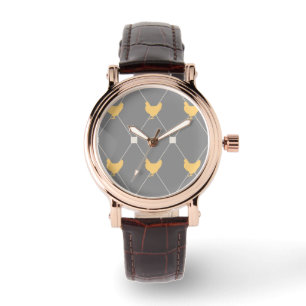 Stylish Harlequin Chicken Pattern Watch