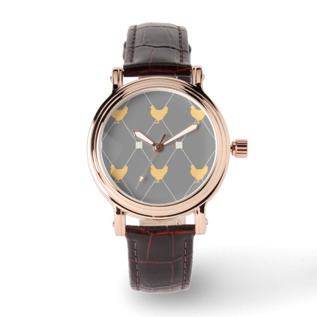 Stylish Harlequin Chicken Pattern Watch (Front)