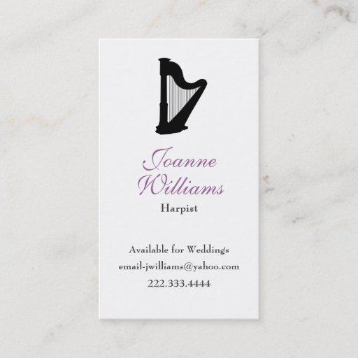 Customizable Stylish Harpist Business Card
