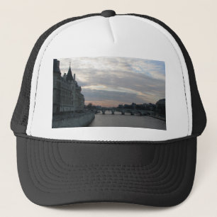 Stylish Hat with beautiful sunset in Paris