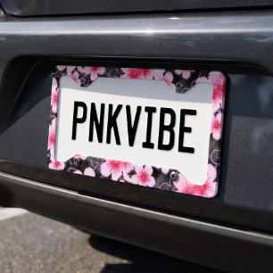 Stylish Hawaiian Hibiscus Floral Art Pattern License Plate Frame