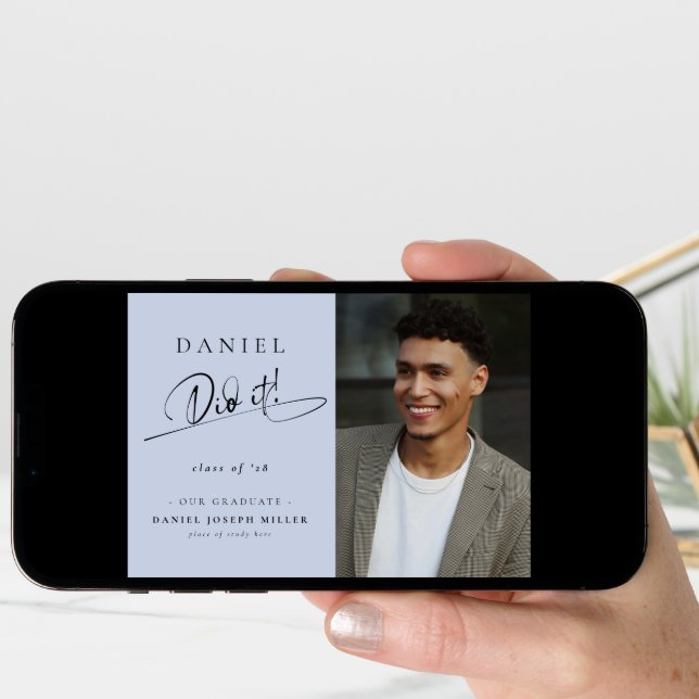 Stylish He Did It! Script Graduate Photo Announcement (Front Digital)