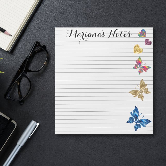 stylish hearts and butterflies,lined personalized notepad (Creator Uploaded)