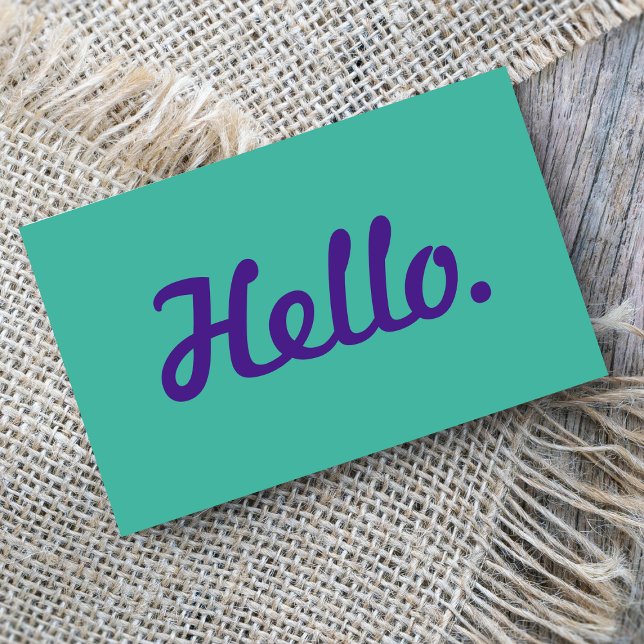 Stylish Hello Typography Script Casual Purple Business Card (Creator Uploaded)
