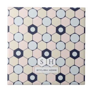 Stylish Hexagons and Circles Seamless Pattern Ceramic Tile