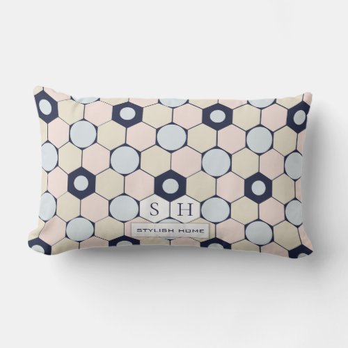 Stylish Hexagons and Circles Seamless Pattern Lumbar Pillow