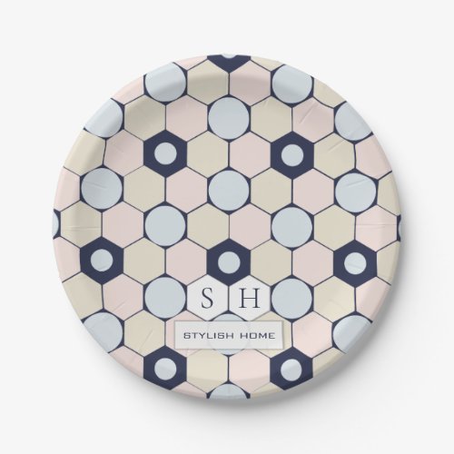 Stylish Hexagons and Circles Seamless Pattern Paper Plates