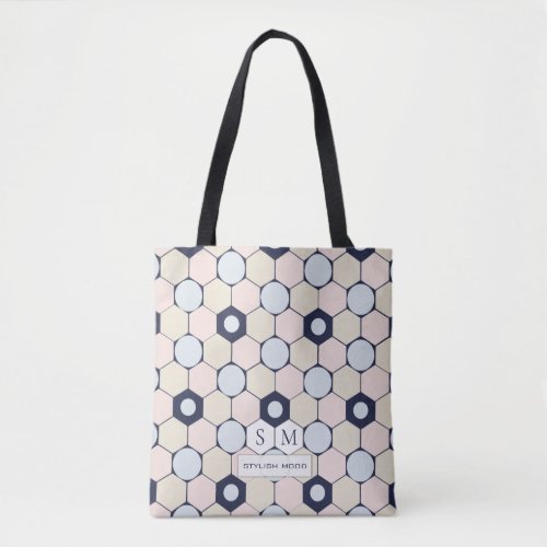 Stylish Hexagons and Circles Seamless Pattern Tote Bag