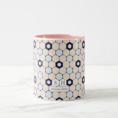 Stylish Hexagons and Circles Seamless Pattern Two_Tone Coffee Mug