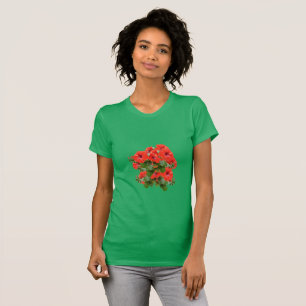 Stylish Hibiscus Blooms Floral Greenery Garden Fun T-Shirt