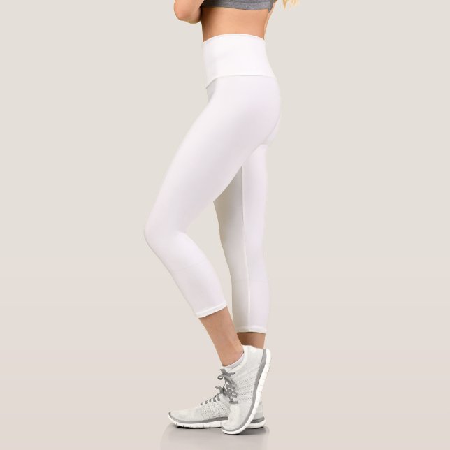 Stylish High Waist White Capri Leggings for Active (Left)