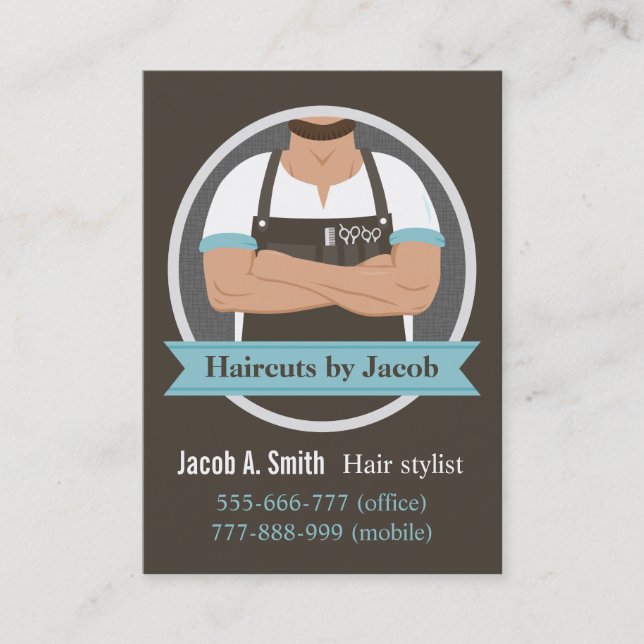 Stylish Hipster Cool Barber Shop Business Cards (Front)
