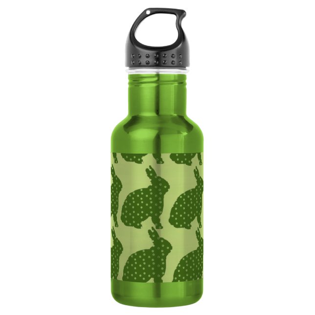 Stylish Hipster green cool bunnies Stainless Steel Water Bottle (Front)