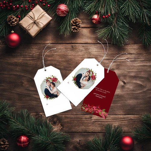 Stylish Holiday Geometric Floral Wreath Gift Tags