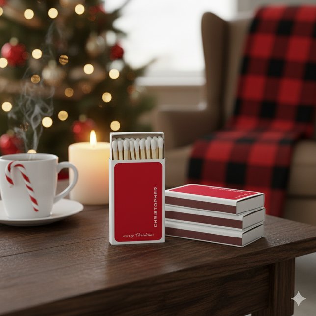 Stylish Holiday Personalized Name Christmas Matchboxes (Stylish Holiday Personalized Name Christmas Matchboxes)