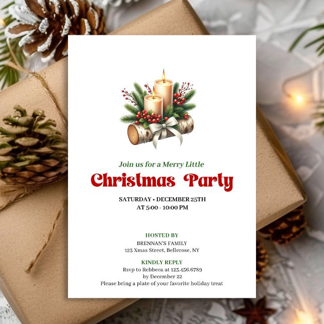 Stylish Holly Berries Christmas Invite Card (Stylish Holly Berries Christmas Invite Card)
