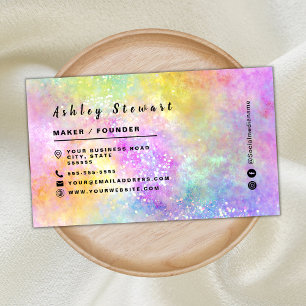 Stylish Holo Opal Branding Logo Modern Script Business Card