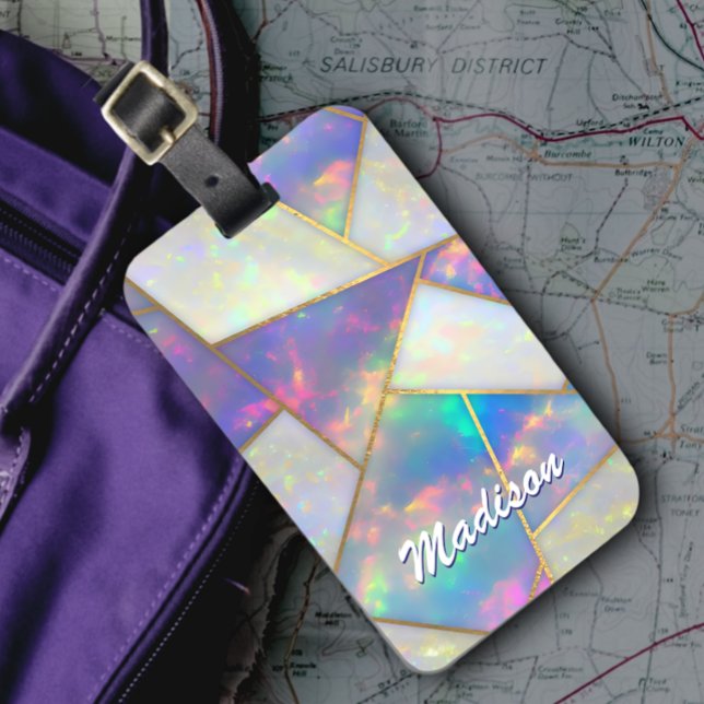 Stylish holographic agate geometric luggage tag (Creator Uploaded)