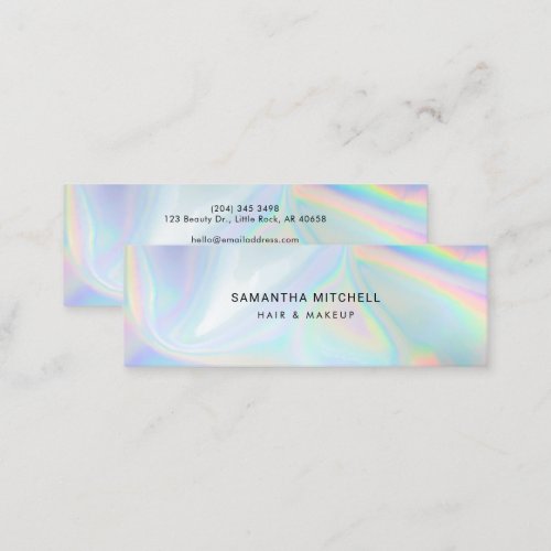 Stylish Holographic Beautician and Makeup Mini Business Card