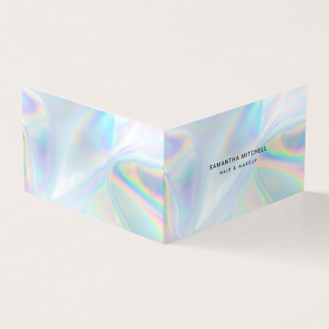 Stylish Holographic Beautician Makeup Business Card (Outside)