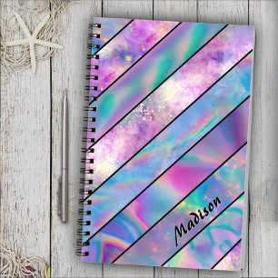 Stylish holographic chic blue pink sketchbook notebook