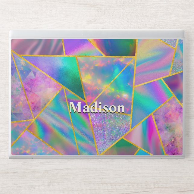 Stylish holographic chic faux gold  HP laptop skin (Front)
