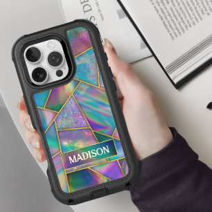 Stylish holographic chic faux gold  iPhone 16 pro case