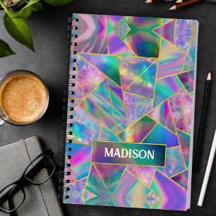 Stylish holographic chic faux gold sketchbook notebook