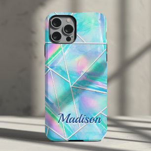 Stylish holographic elegant geometric iPhone 15 case