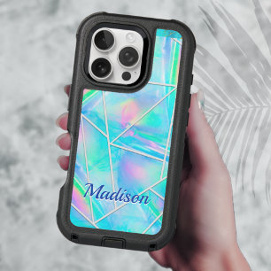 Stylish holographic elegant geometric iPhone 16 pro case