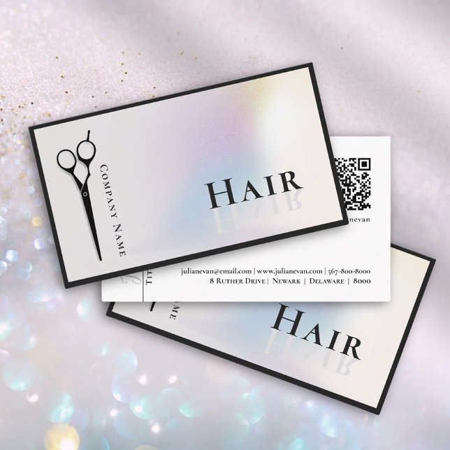 Stylish Holographic Hair Stylist scissors  Business Card (Creator Uploaded)