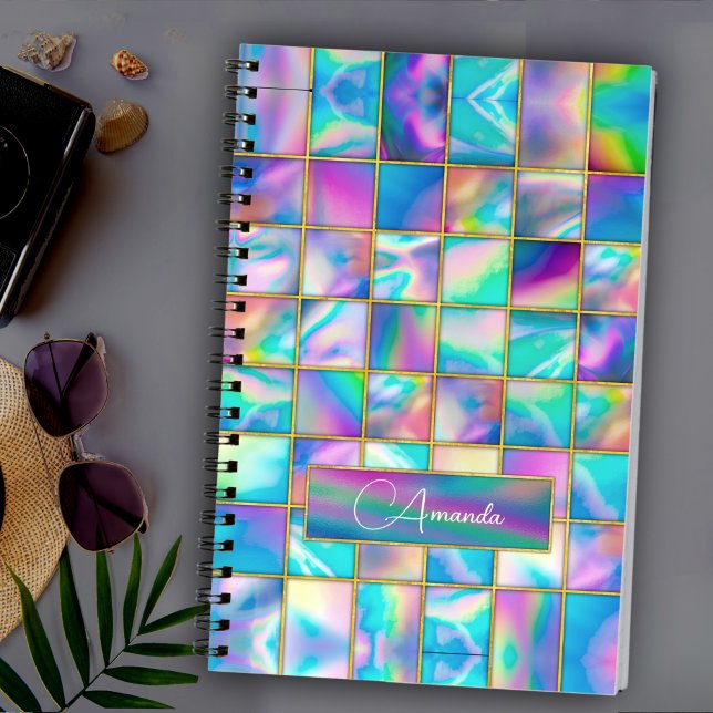 Stylish holographic trendy faux gold geometric notebook (Creator Uploaded)