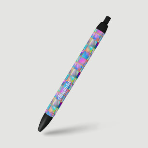 Stylish holographic trendy faux gold geometric pen