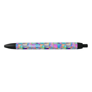 Stylish holographic trendy faux gold geometric pen