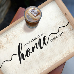 Stylish Home Love Housewarming Modern Calligraphy Serving Tray