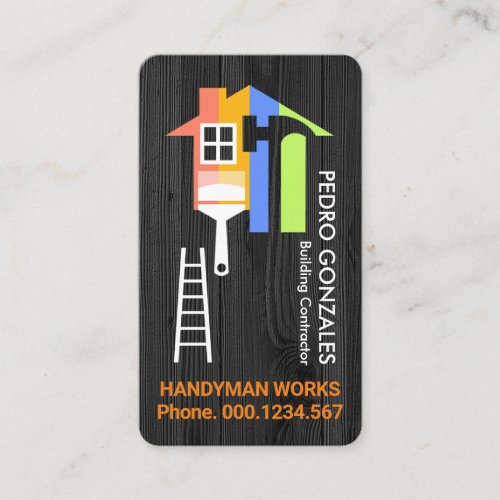 Stylish Home Repair On Timber Business Card