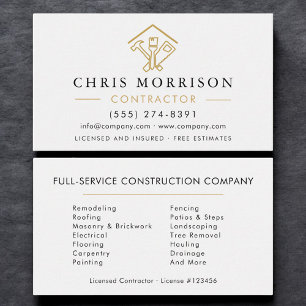 Stylish Home Repairs Construction Contractor Business Card