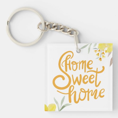 Stylish Home Sweet Home Custom Personal Business Keychain