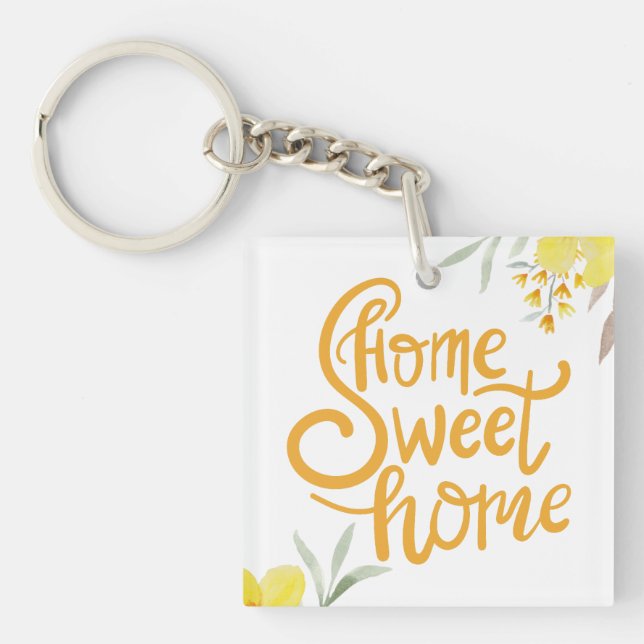 Stylish Home Sweet Home Custom Personal Business Keychain (Front)