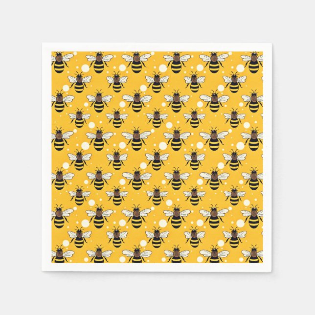 Stylish Honeybees Pattern Yellow Napkins (Front)