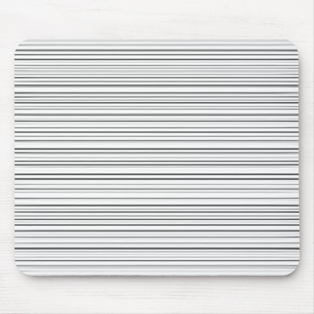 Stylish Horizontal Lines Design in Black and White Mouse Pad (Front)