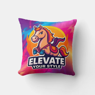 Stylish Horse On a Vibrant Artistic Background Throw Pillow