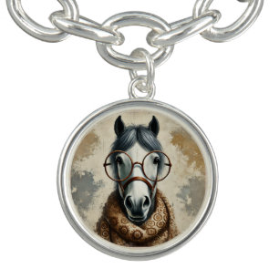 Stylish Horse with Glasses – Funny Vintage Art Bracelet