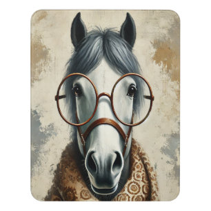 Stylish Horse with Glasses – Funny Vintage Art Door Sign