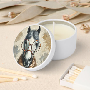 Stylish Horse with Glasses – Funny Vintage Art Mini Candle Favors