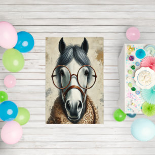 Stylish Horse with Glasses – Funny Vintage Art Outdoor Rug