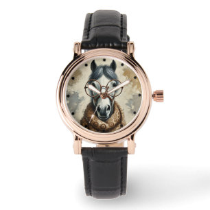 Stylish Horse with Glasses – Funny Vintage Art Watch